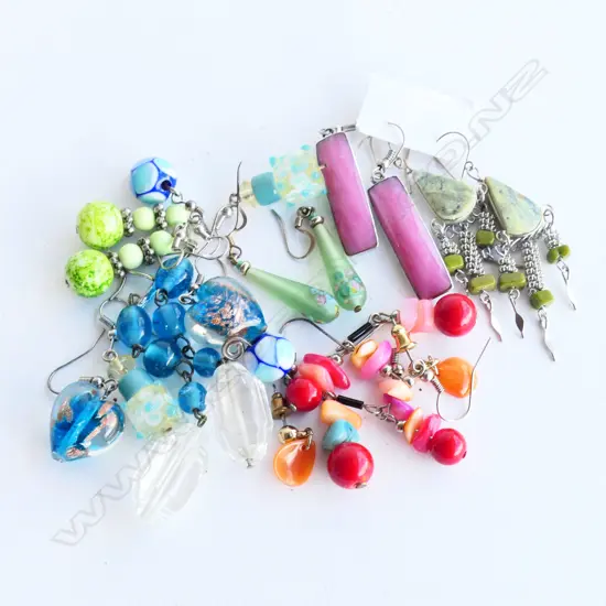 ASST. GLASS BEAD EARRINGS (most w silver hooks)