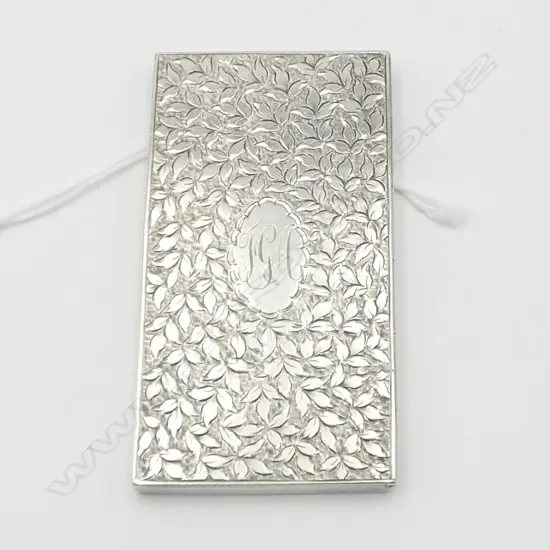 EDWARDIAN STG SILVER DOUBLE STAMP CASE, GILT LINED, B'HAM 1908 40x80mm, 64gms