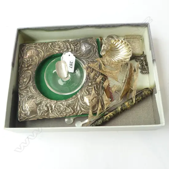 ASST. ITEMS, SOME STG, PHOTO FRAME AF, CONWAY STEWART FOUNTAIN PEN w. 14CT NIB ETC