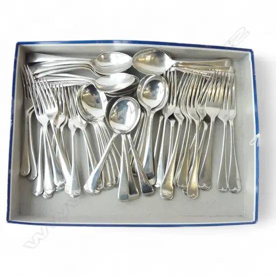 48PCS ‘OLD ENGLISH’ SILVER PLATED CUTLERY 12 DINNER & 12 LUNCH FORKS, 12 SOUPS, 12 DESSERT SPOONS