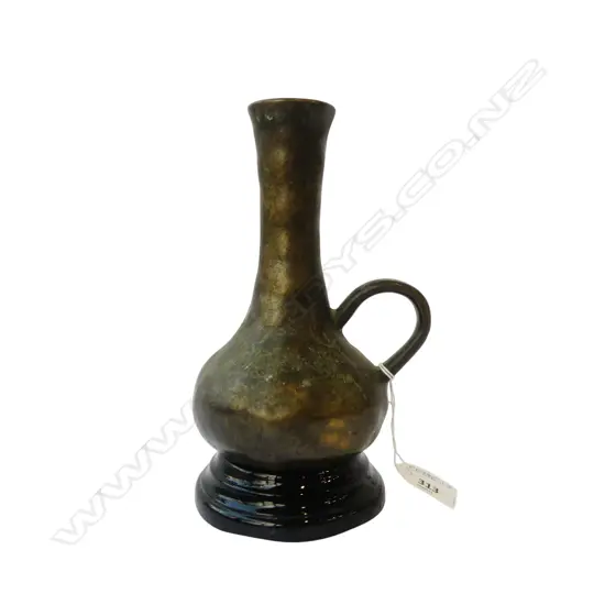 BRONZE VASE ON WOODEN STAND H.190mm