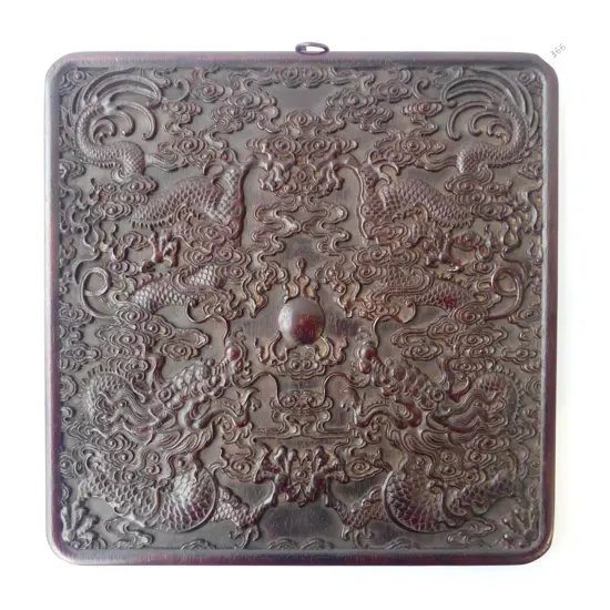CHINESE CARVED HARDWOOD PLAQUE 360x360mm