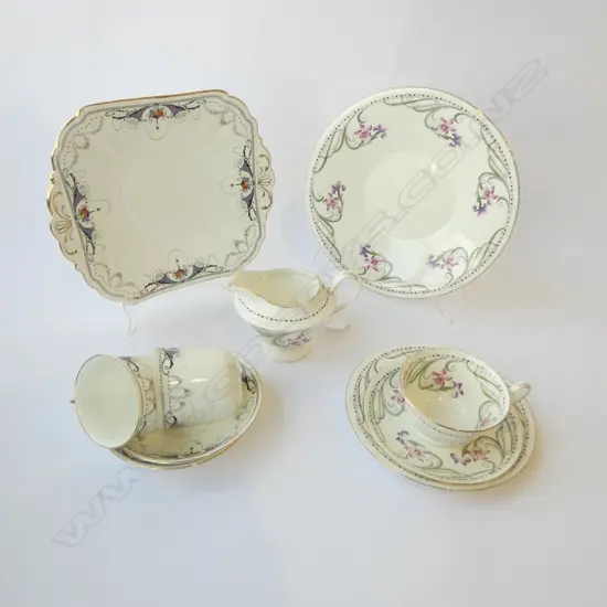 2 PART SHELLEY CHINA TEASETS CAKE PLATE CSP & JUG & CAKE PLATE 2C/S