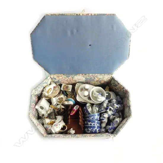 ASST. MINIATURE CHINA INCLUDING LIMOGES, ORIENTAL etc IN BOX