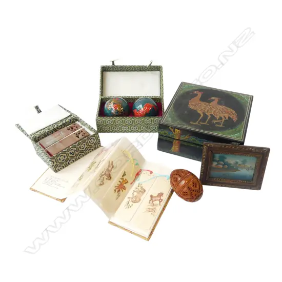 ASST. ORIENTAL Incl. MINIATURE LANDSCAPE, LACQUER BOX, CARVED SEAL etc