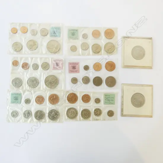 6 SETS OF COINS OF N.Z.+ 2 RICHARD PEARSE COM. COINS