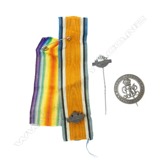 2 RSA METALS + SILVER WAR BADGE 32mm dia, RIBBONS  **RTV**