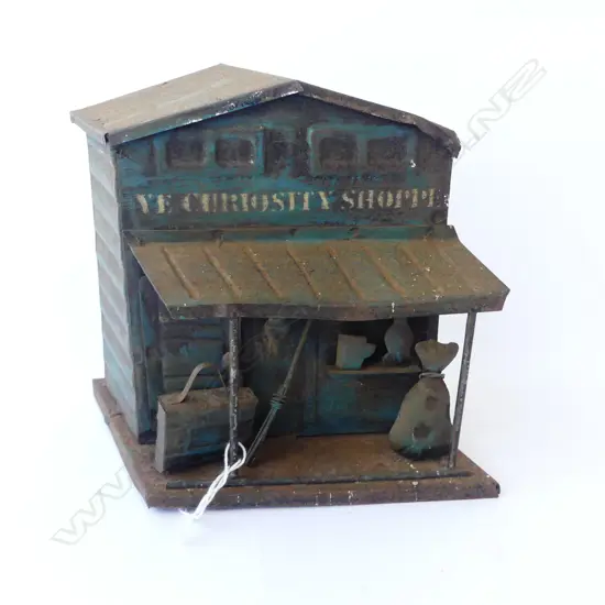 TIN MONEY BOX 'YE CURIOSITY SHOPPE' H.160mm