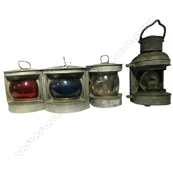 4 MARINE LANTERNS; 2 MASTHEAD, PORT & STARBOARD H.285mm