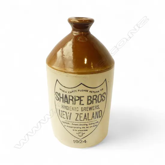 SHARPE BROS NZ STONEWARE CROCK 1924, H.345MM