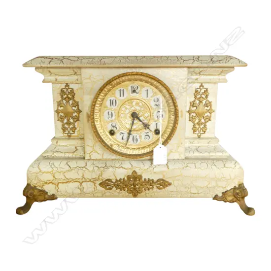 VINTAGE GILBERT MANTEL CLOCK W.435mm + PENDULAM & KEY