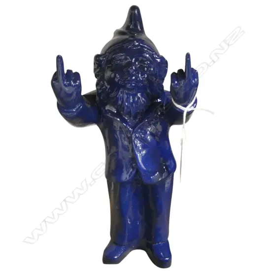 BLUE RESIN GNOME PULLING THE FINGERS H.240mm
