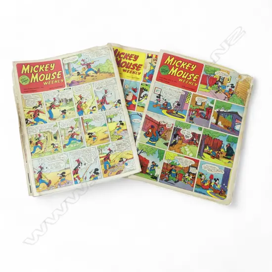NINE 1954 ‘MICKEY MOUSE WEEKLY’ WALT DISNEY COMICS, L.355MM 
