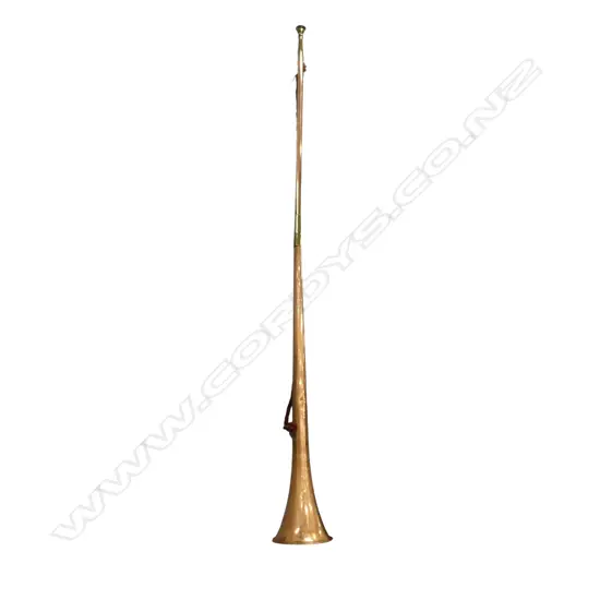 LONG COPPER HERALD'S OR HUNTING HORN brass fittings L.1245mm