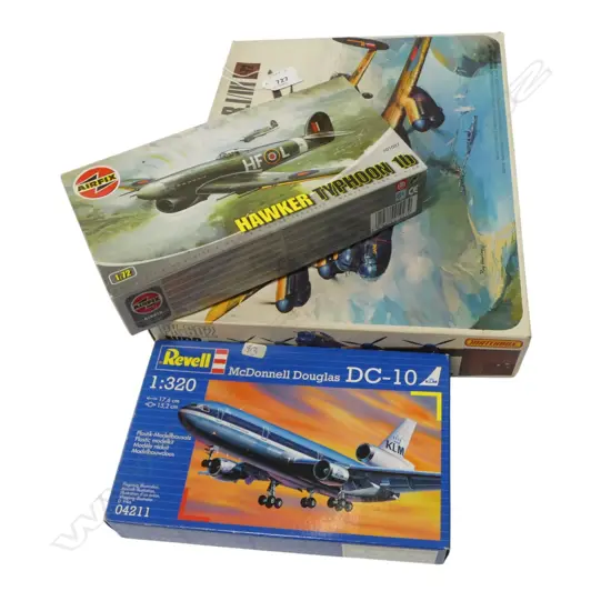 BOXED MATCHBOX LANCASTER B.I/III 1--72 MODEL, AIRFIX HAWEKER TYPHOON 1B & REVELL DC-10