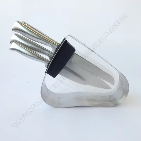 5 'ECISE' KITCHEN KNIVES IN STAND H.240mm