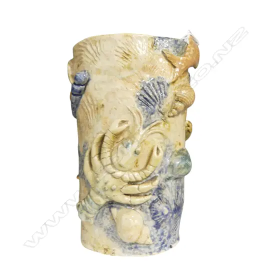 STUDIO POTTERY VASE DECORATED w. SEA CREATURES H.235mm