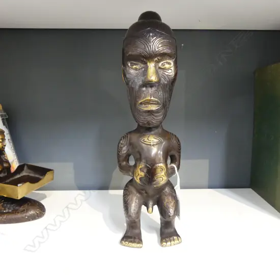 BRONZE MAORI FIGURE H.340mm