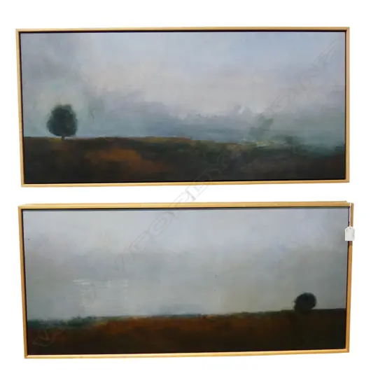 CHARLOTTE CRICHTON DIPTYCH 'SONOROUS BODIES I&II' ACRYLIC ON BOARD 2016 370x810mm