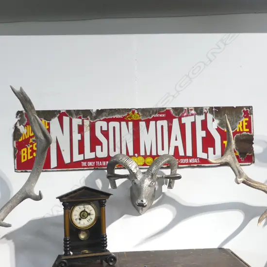 VINTAGE ENAMEL SIGN 'NELSON, MOATES' 305x1220mm