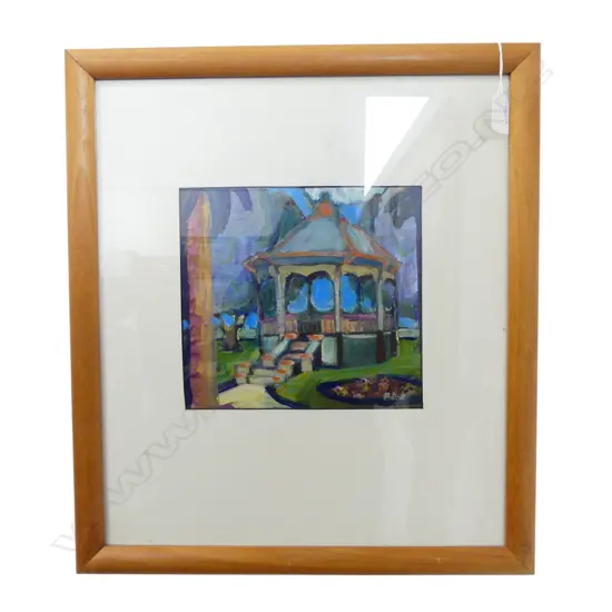 PAMELA BLOK (NZ b.1950), BANDSTAND, ACRYLIC ON BOARD 205x220mm