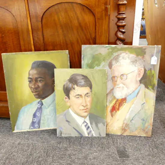 3 CARL THORWALD LAUGESEN UNFRAMED PORTRAITS largest 460x360mm