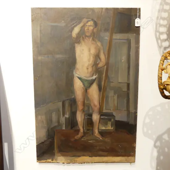 ARTIST UNKNOWN, MALE STUDY, OIL ON CANVAS 760x505mm