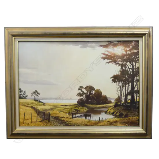 GRAHAM BRADDOCK 'AUCKLAND FROM BROWNS ISLAND No.3' OIL ON BOARD '84 585x825mm