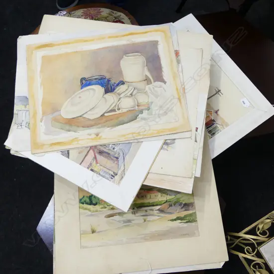 ASST. LOUISE B. CASBOLT WCs; ENGLISH TOWNS, LANDSCAPES ETC foxing