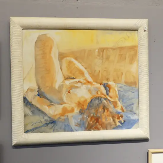 SIGNED NUDE, ACRYLIC ON BOARD 580x665mm