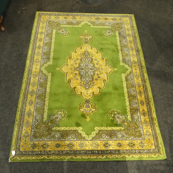 MACHINED GREEN WOOL PILE RUG 1400x1970mm