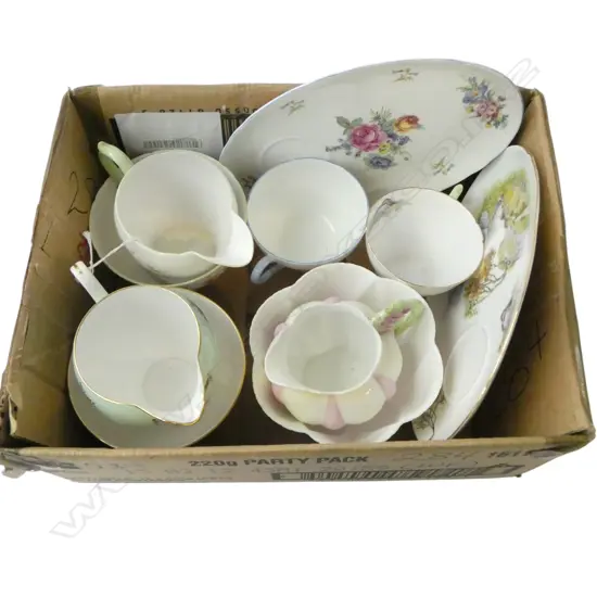 3 SHELLEY CHINA C/SUGARS & 2 SHELLEY BREAKFAST C/S
