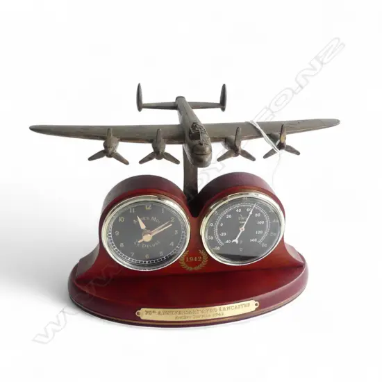 70th ANNIVERSARY AVRO LANCASTER DESKTOP CLOCK W.240 H.160mm