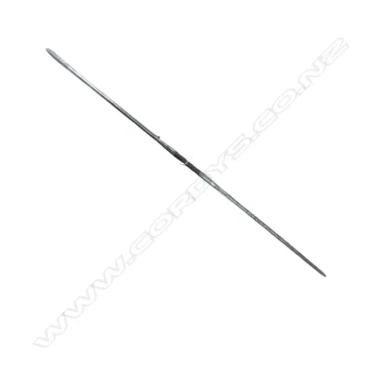 19thC AFRICAN METAL SPEAR, WOODEN central GRIP & steel whaling harpoon end. L.1720mm