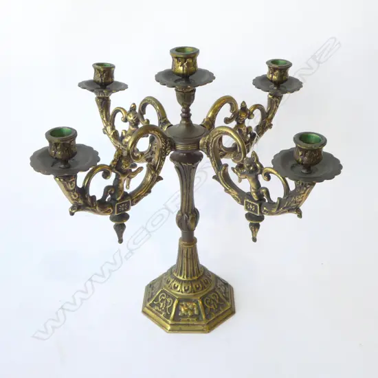 GILDED BRONZE CANDELABRA H.380mm