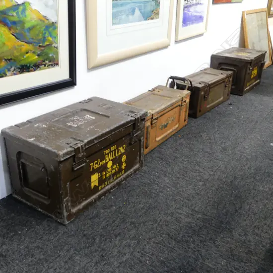 4 METAL AMMUNITION CONTAINERS W.455mm