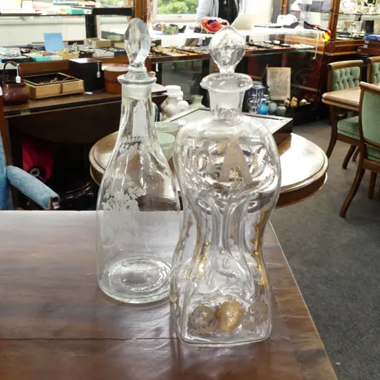 2 ANTIQUE DECANTERS H.260mm