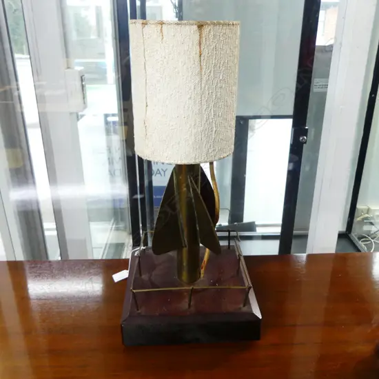 TABLE LAMP - BASE T. W. CHERUB BRASS SHIPS LOG H.480mm