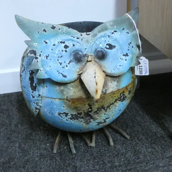 METAL OWL POT PLANT HOLDER H.390mm