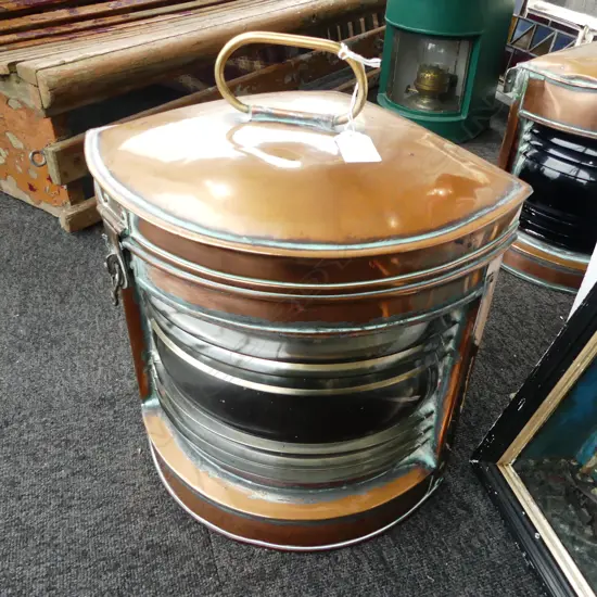 ANTIQUE COPPER SHIPS LANTERN 260x260x360mm