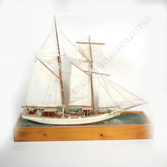 SCRATCH BUILT MODEL OF THE KETCH L’ETOILE, ON PINE BASE.  H.730, L.820mm