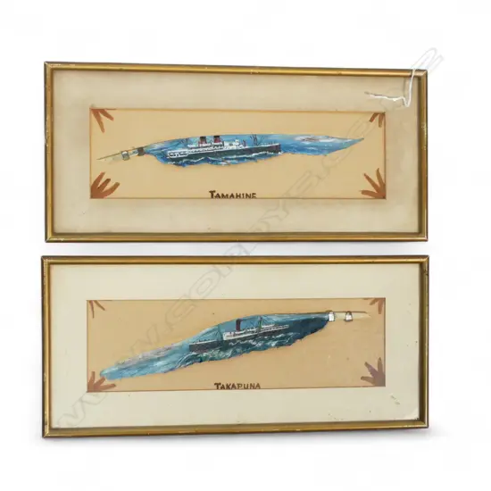 PR OF FOLK ART PAINTINGS ON FEATHERS THE TAKAPUNA & TAMAHINE H100 L300MM