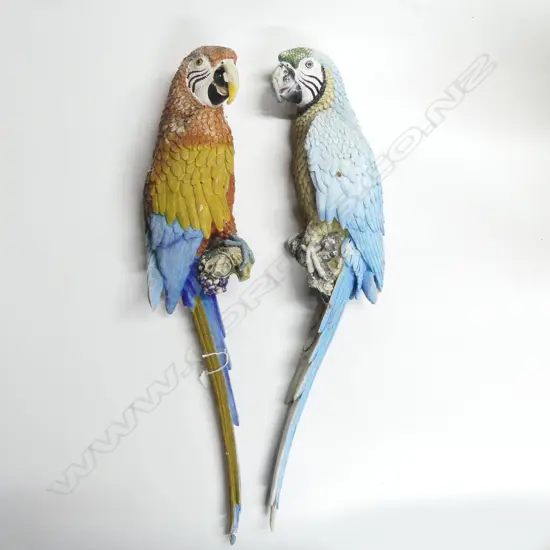 2 RESIN WALL-MOUNTED MACAW PARROTS L.720mm