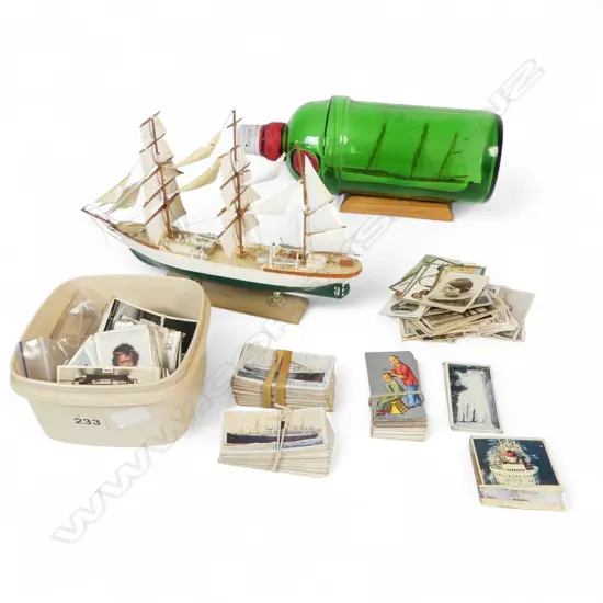 COLLECTION TABACO CARDS SHIP IN BOTTLE & MODEL SAILING SHIP L260MM
