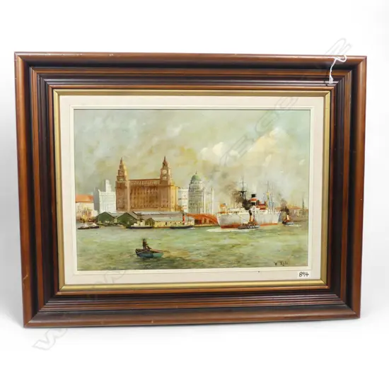 OIL ON BOARD SHIP IN HARBOUR SIGNED W TIGHE H270 W390MM