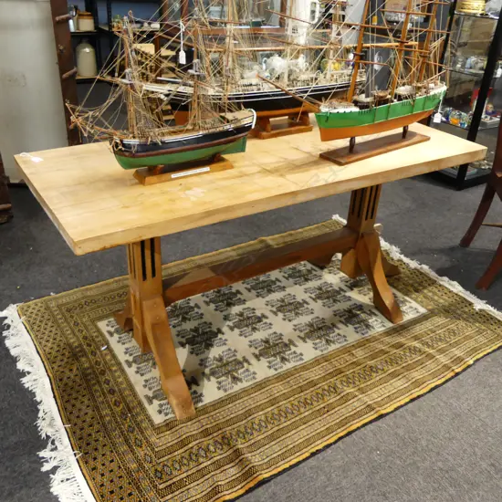 SOLID KAURI EDWARDIAN PLANK TOP SIDETABLE 1570x650x730mm one leg missing