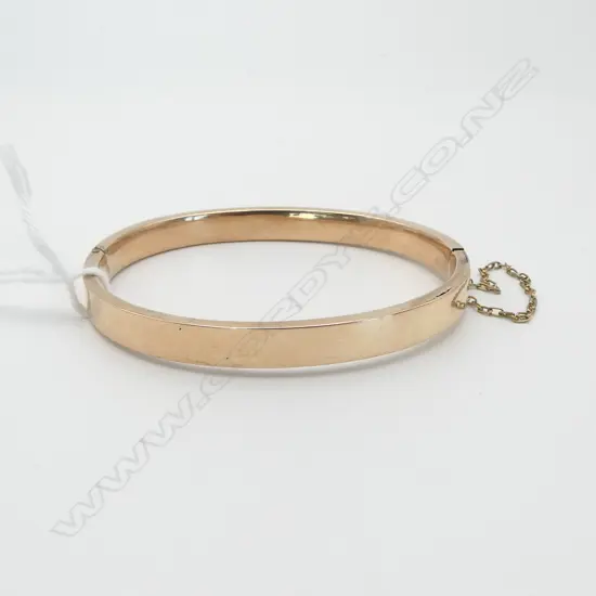 VINTAGE 9ct ROSE GOLD PLAIN HALF HINGED BANGLE 9.4gms