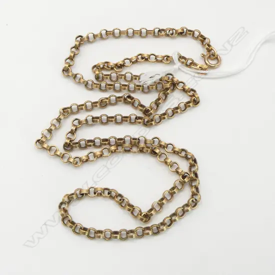 VINTAGE 9ct GOLD NECK CHAIN fine ribbed flat circular links L.600mm. 16.6gms