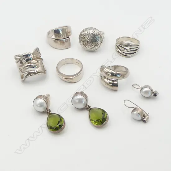 ASST. RINGS & EARRINGS, SOME SILVER