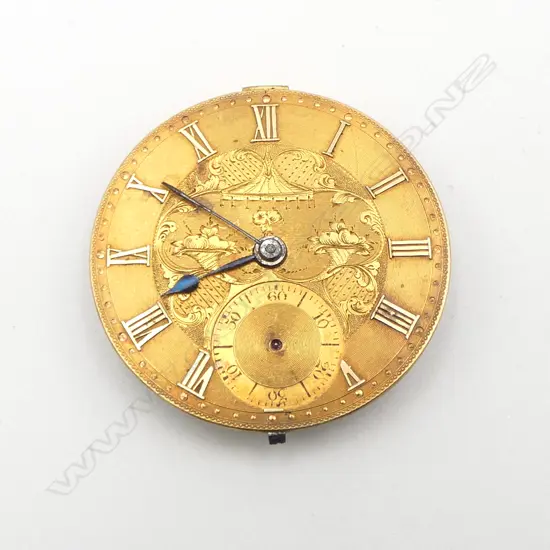 VICTORIAN GILT POCKET WATCH FACE & MOVEMENT 35mm dia.